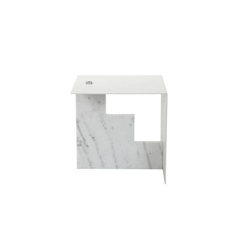 Shatana Home Rise side table in white and steel
