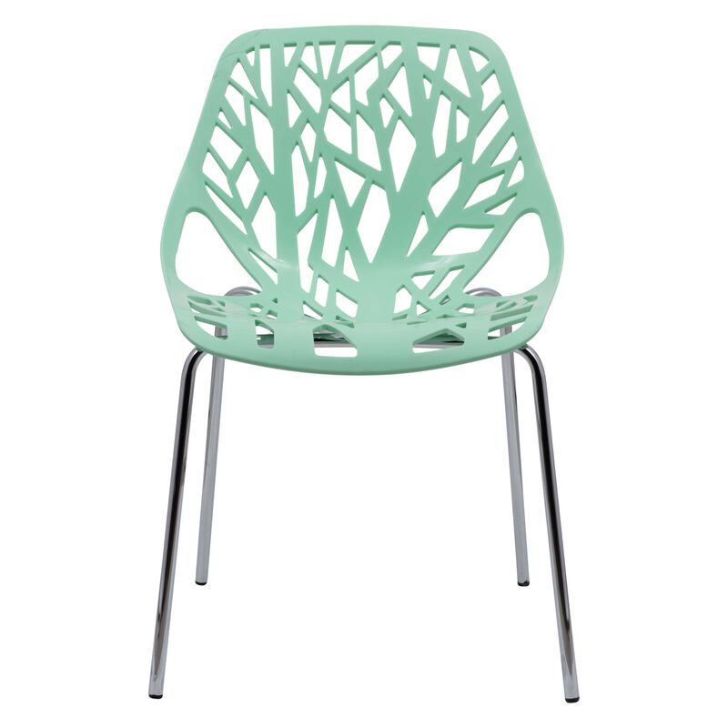 LeisureMod Asbury Dining Stackable Chair in Polypropylene Seat and Chrome Legs Set of 4