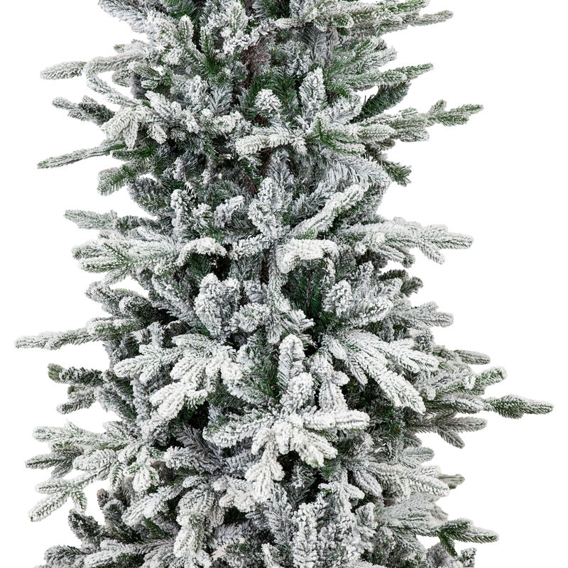 Sunnydaze Slim and Stately Artificial Christmas Tree - 6 ft - Flocked