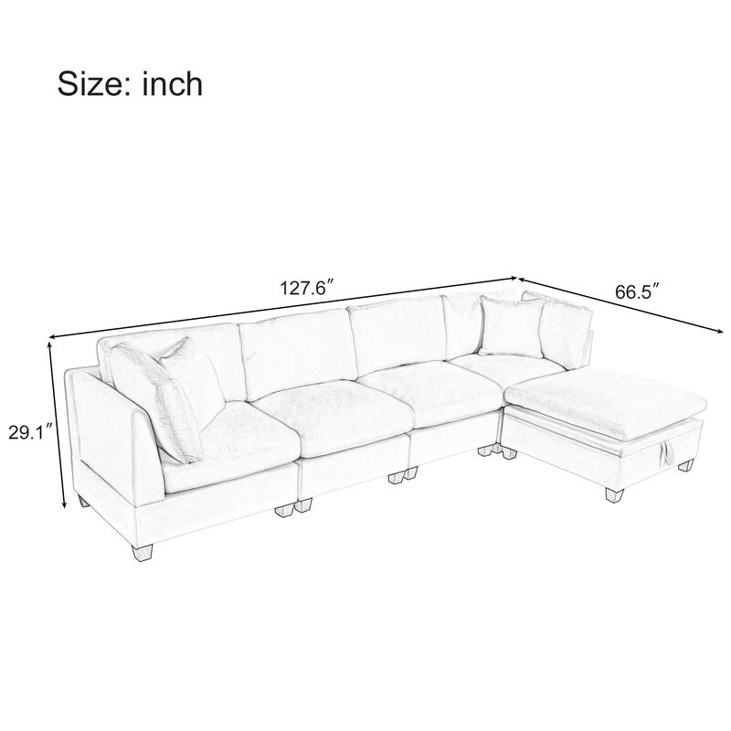 Merax Modular Sectional Sofa with 2 Hidden Cup Holders
