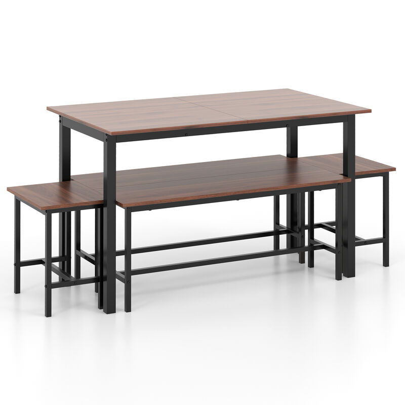 5 Piece Dining Table Set for 4-6 with 2 Benches & 2 Stools for Kitchen Dining Room