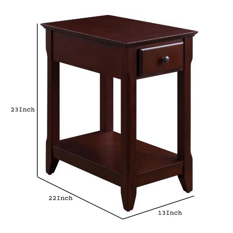 Accent Table with 1 Drawer and Bottom Shelf, Brown-Benzara