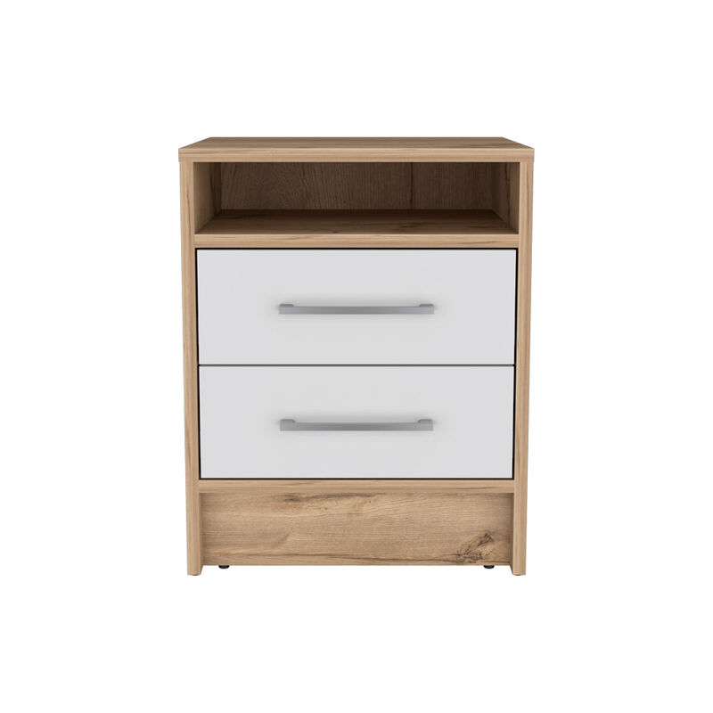 Nightstand Cartiz, Bedroom, White / Light Oak