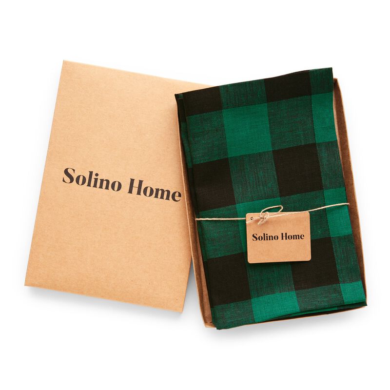 Solino Home 100% Pure Linen Buffalo Check Dinner Napkins 20 x 20 Inch Set of 4