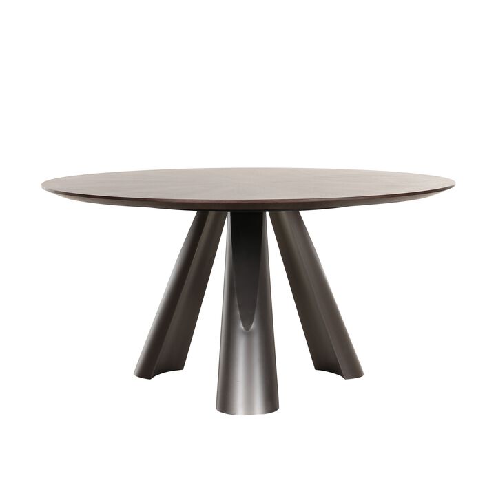 Pasargad Home Novara Design Dark Brown Round Dining Table, 59"W