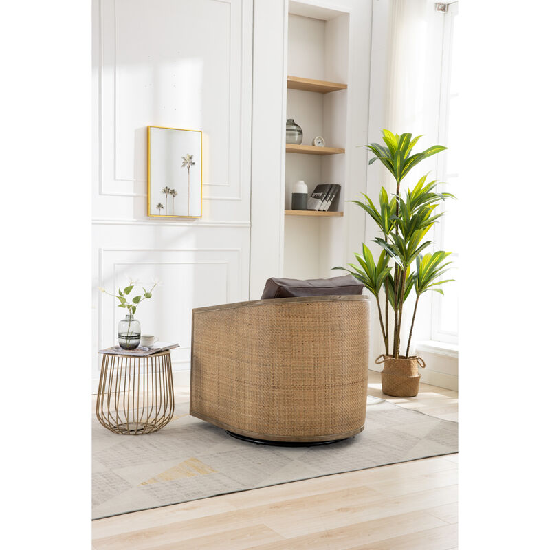 Swivel Barrel Chair, Comfy Round Accent Sofa Chair For Living Room, 360 Degree Swivel Barrel