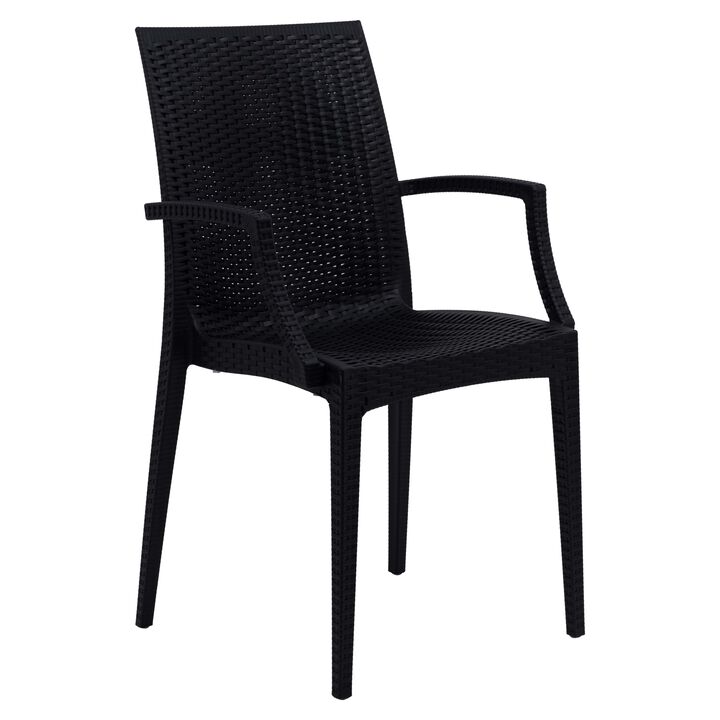 LeisureMod Weave Mace Indoor/Outdoor Chair (With Arms) in Green