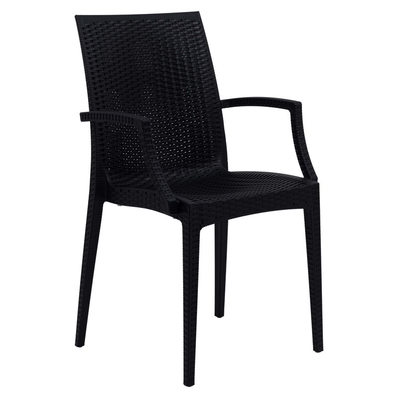 LeisureMod Weave Mace Indoor/Outdoor Chair (With Arms) in Green