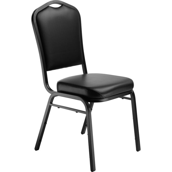 NPS® 9300 Series Deluxe Vinyl Upholstered Stack Chair, Midnight Blue Seat/Silvervein Frame