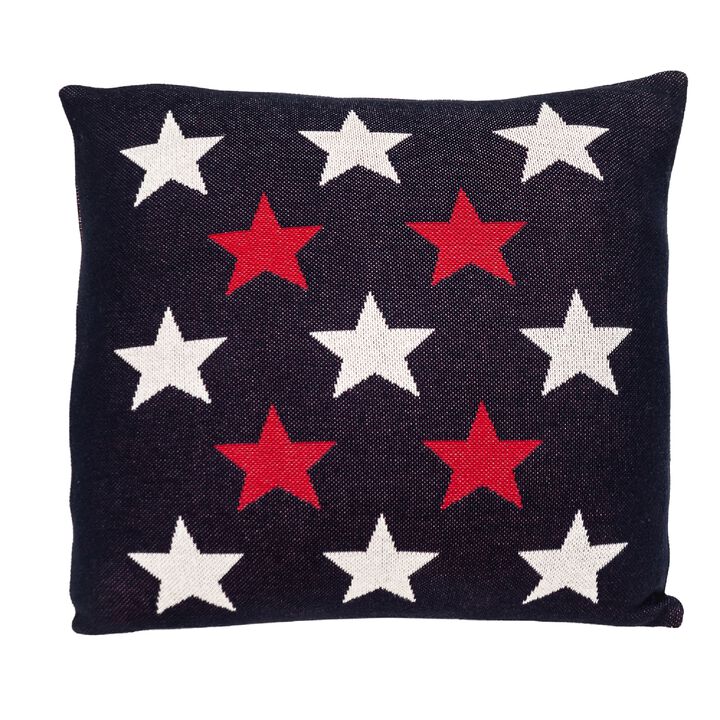 20" Navy Blue Transitional Square Cotton  Throw Pillow