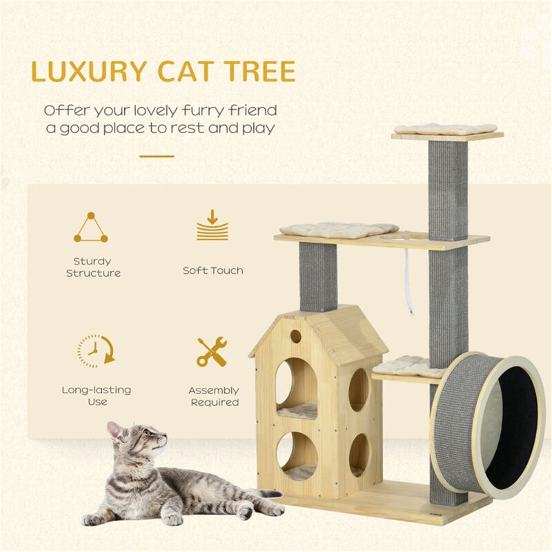 Multi-Level Cat Tree Tower with Scratching Posts, Hideaway Condos & Cozy Perches for Indoor Cats
