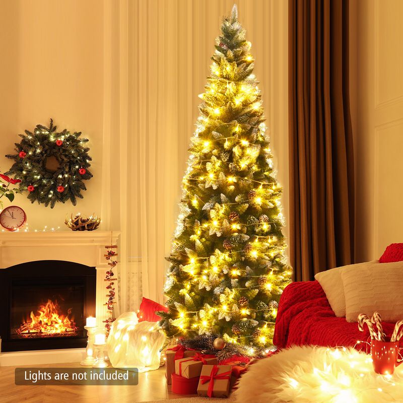 6Feet Artificial Pencil Christmas Tree with Pine Cones