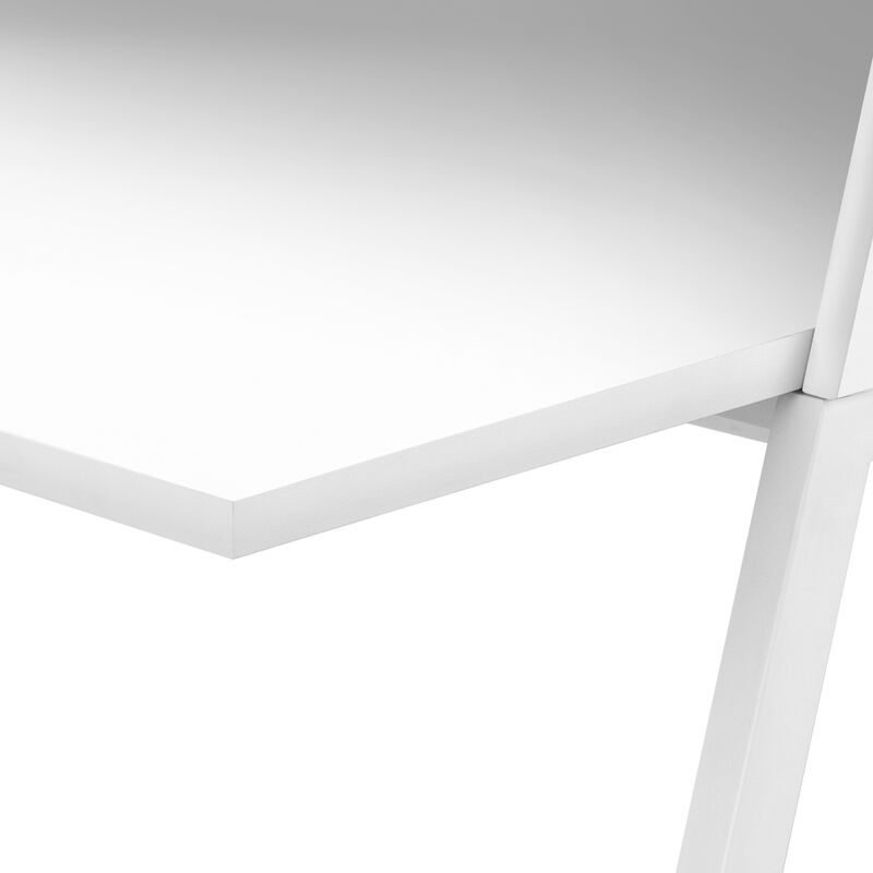 Monarch Specialties I 7545 Computer Desk, Home Office, Laptop, Storage Shelves, 48"L, Work, Metal, Laminate, White, Contemporary, Modern