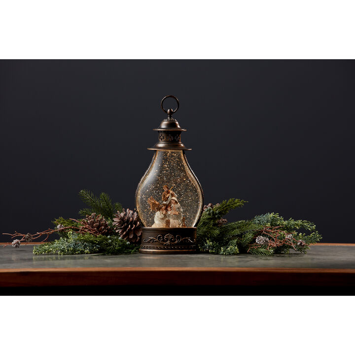 Snow Globe Lantern with Holy Family Plastic 6 Hr Timer 3 AA Batteries