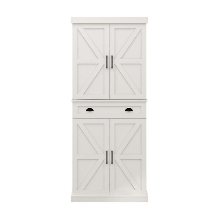 4-Door Kitchen Storage Cabinet with Drawer & Adjustable Shelves, Freestanding Cupboard