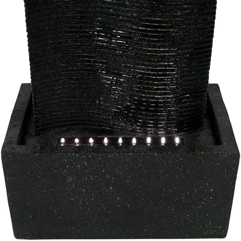 Sunnydaze Rippling Tower Outdoor Water Fountain with LED Lights - 31 in
