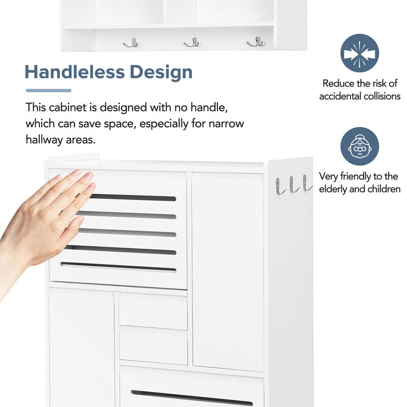 Merax 2 Pieces Shoe Cabinet with 2 Flip Drawers and Wall Cabinet