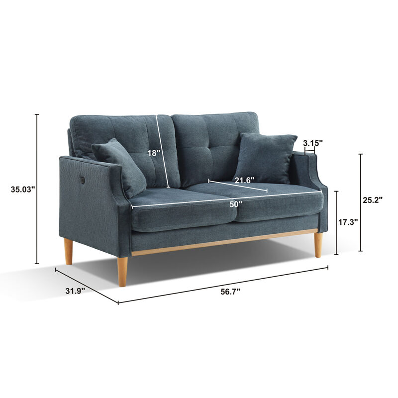 Loveseats 2 Seater Sofa For Primary Living Space, Bedroom, Office, Waterproof Fabric, USB Chair