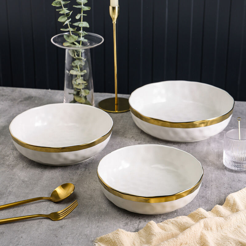 Stone Lain Florian Porcelain Serving Shallow Bowl Set 3 Piece