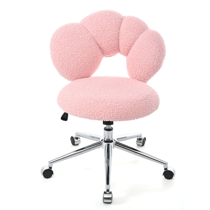 360 Swivel Height Adjustable, Swivel Chair, Teddy Fabric, Home Office Chair