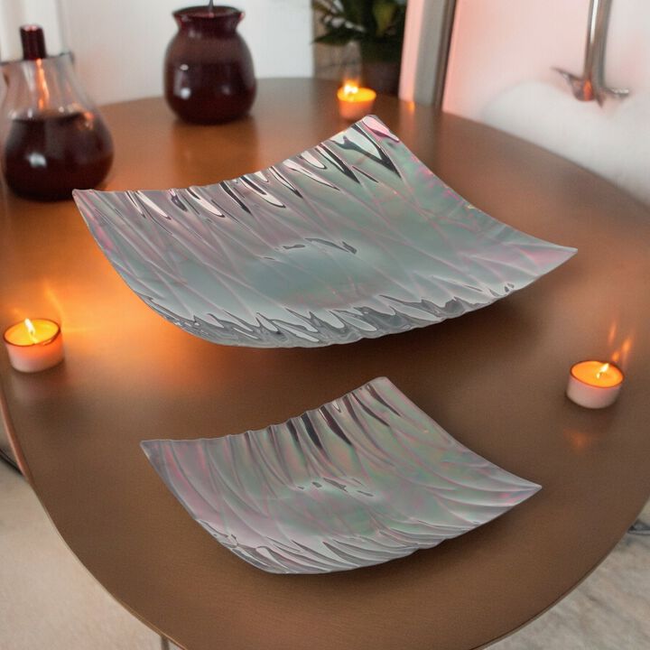 Wavy Metal Tray Set of 2 for Home Decor and Decorative Styling