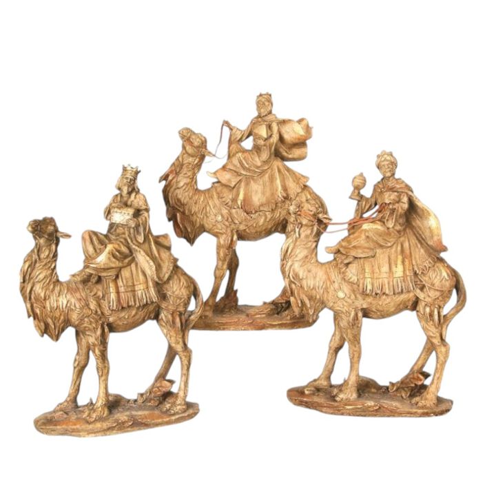 13-Inch Resin 3 Wise Men Set: Elegant Nativity Decoration for Holiday Scenes