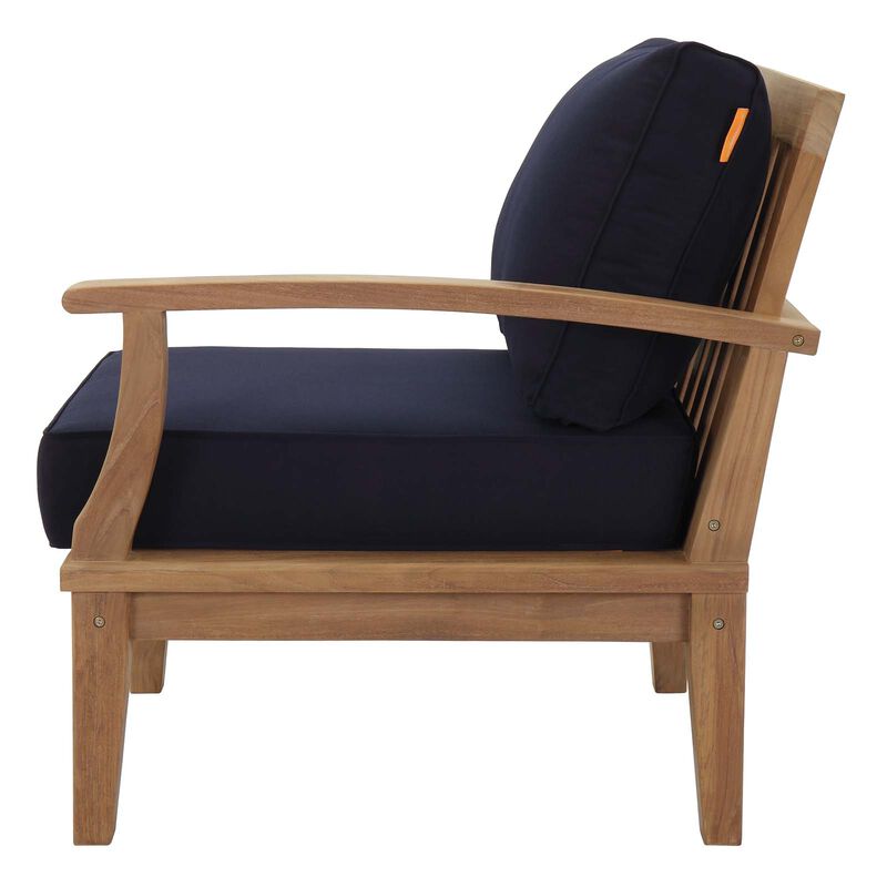 Modway - Marina Outdoor Patio Teak Right-Facing Sofa Natural Navy