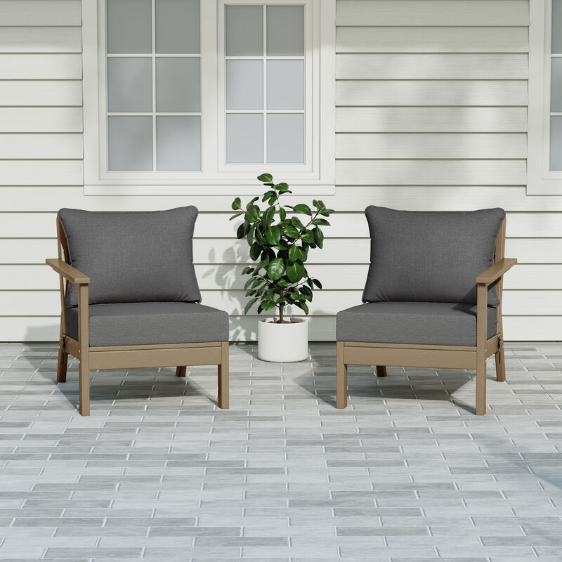 WestinTrends Outdoor Patio HDPE Loveseat Sofa with Patio Cushions