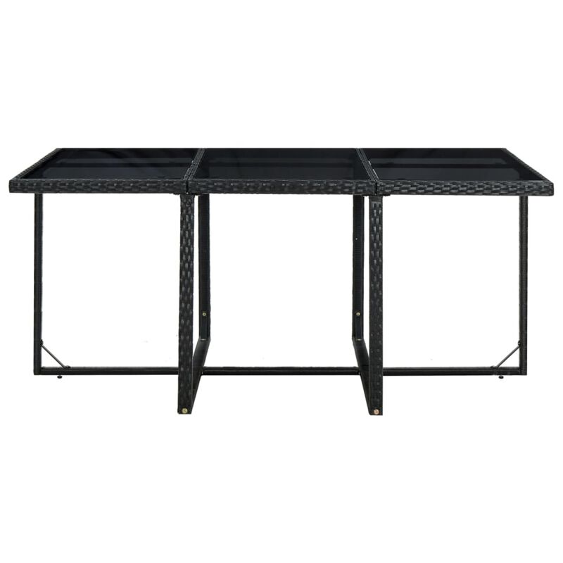 vidaXL 11 Piece Outdoor Dining Set with Cushions Poly Rattan Black