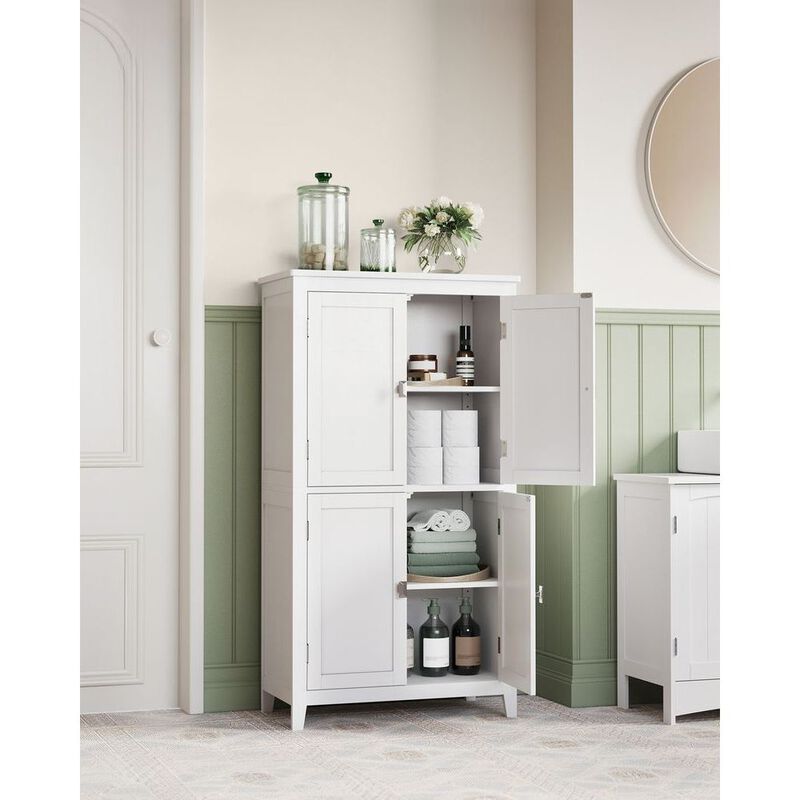 Versatile Bathroom Floor Storage Cabinet with Adjustable Shelves and Stylish Finish