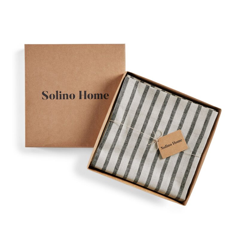 Solino Home 100% Pure Linen Madison Stripe Curtain for Thanksgiving, Christmas