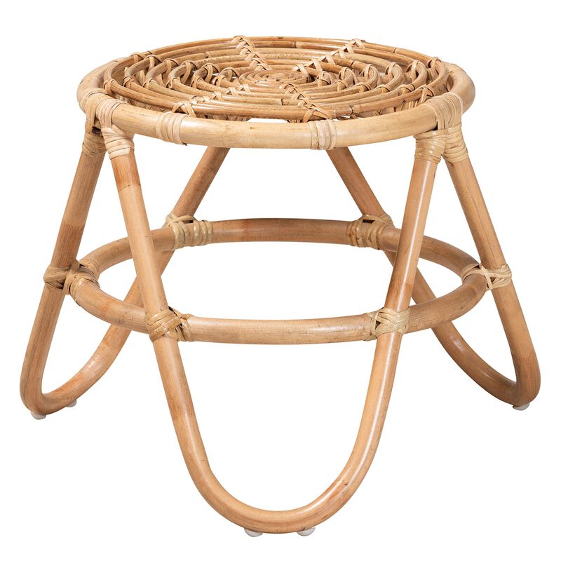Baxton Studio Jacinda Modern Bohemian Natural Brown Rattan End Table