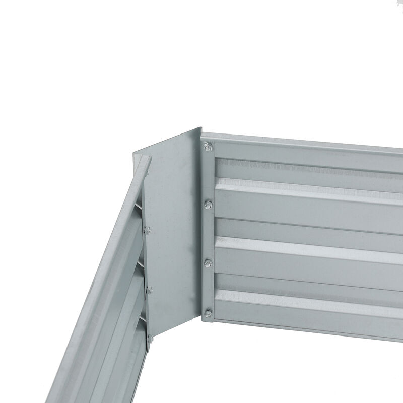 LuxenHome 72in Galvanized Rectangular Raised Garden Bed