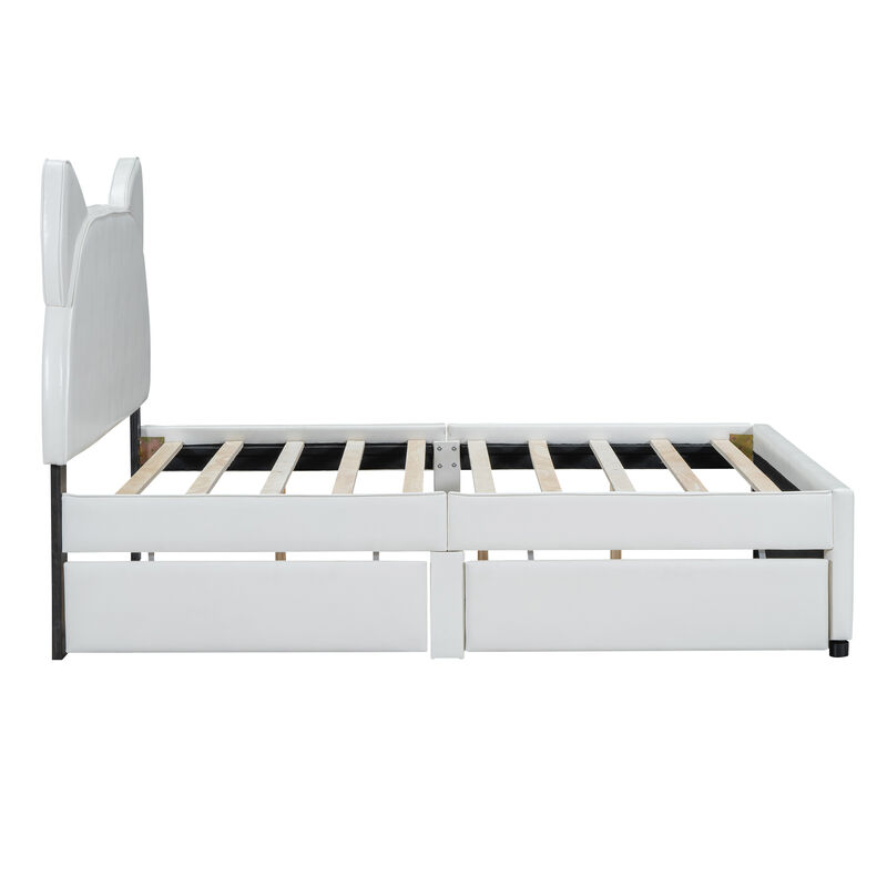 Merax PU Upholstered Platform Bed with 2 Drawers
