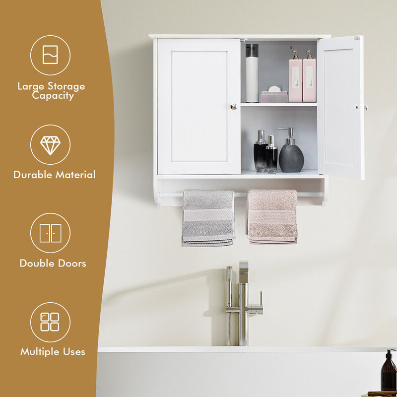 Wall Mounted Bathroom Storage Medicine Cabinet with Towel Bar