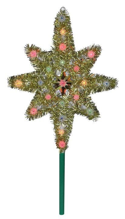 21" Lighted Gold Star of Bethlehem Christmas Tree Topper - Multicolor Lights
