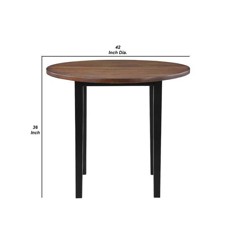 Jeremy 42 Inch 5 Piece Round Counter Table Set with Fabric Seat, Brown and Black - Benzara