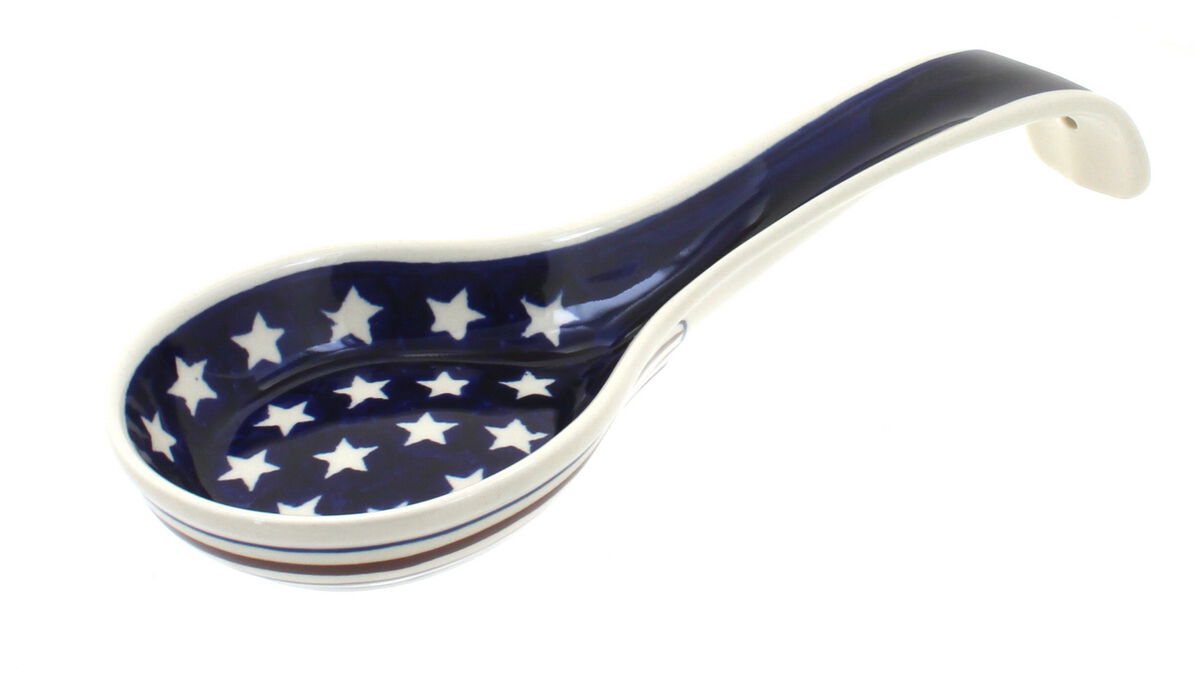 Blue Rose Polish Pottery Willow Large Spoon Rest