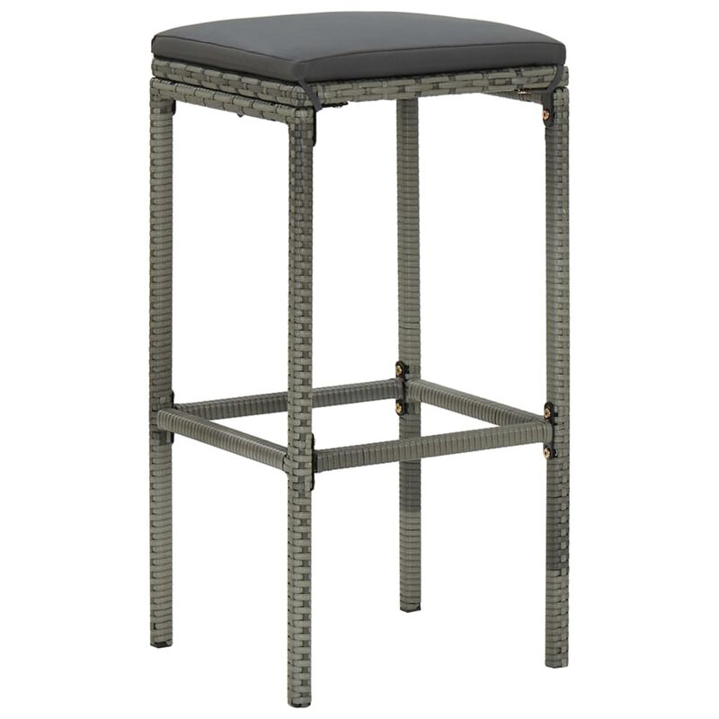 vidaXL 5 Piece Garden Bar Set with Cushions Poly Rattan Gray