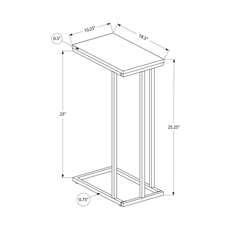 Monarch Specialties I 3467 Accent Table, C-shaped, End, Side, Snack, Living Room, Bedroom, Metal, Laminate, Black, Contemporary, Modern