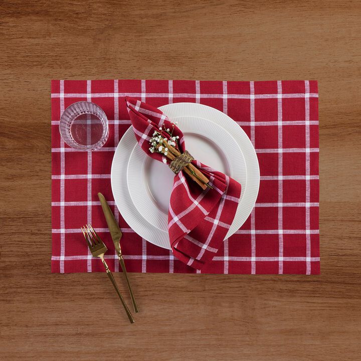 Solino Home 100% Pure Linen Dinner Napkins 20 x 20 Inch Set of 4 | Windowpane