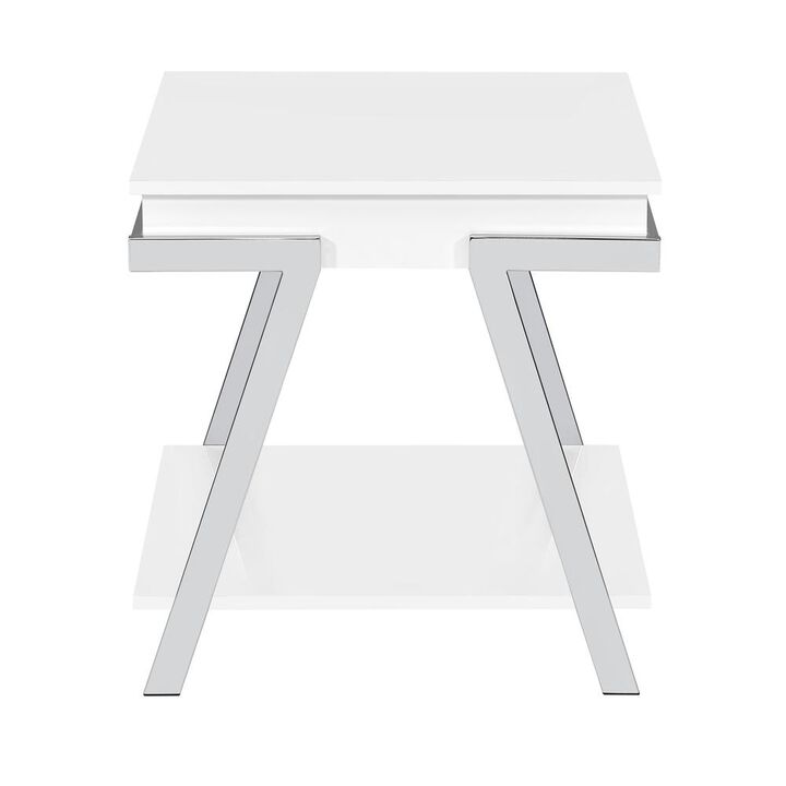 Zena White Square End Table