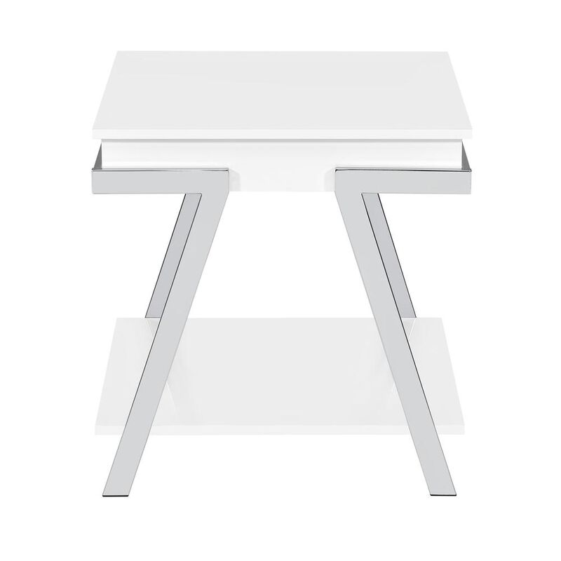 Zena White Square End Table