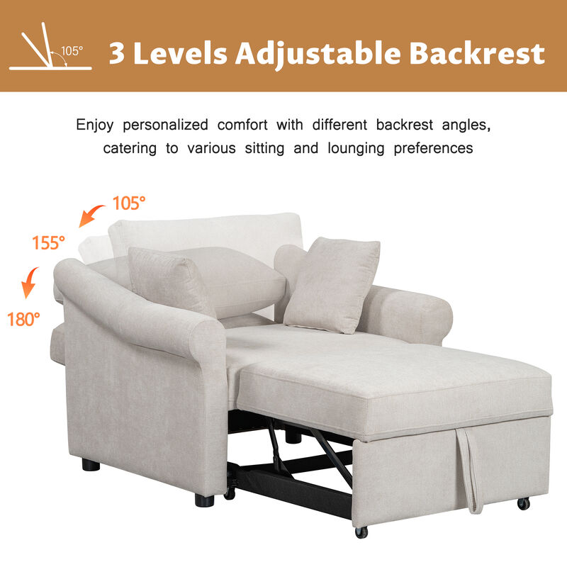 Merax Chenille Convertible Sleeper Sofa Chair