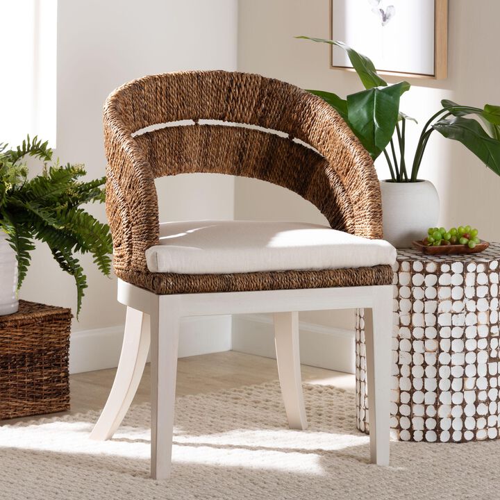 bali & pari Ubud Bohemian Natural Seagrass and Mahogany Wood Dining Chair