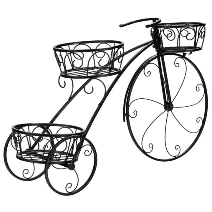 Hivvago Tricycle Plant Stand Flower Pot Cart Holder in Parisian Style