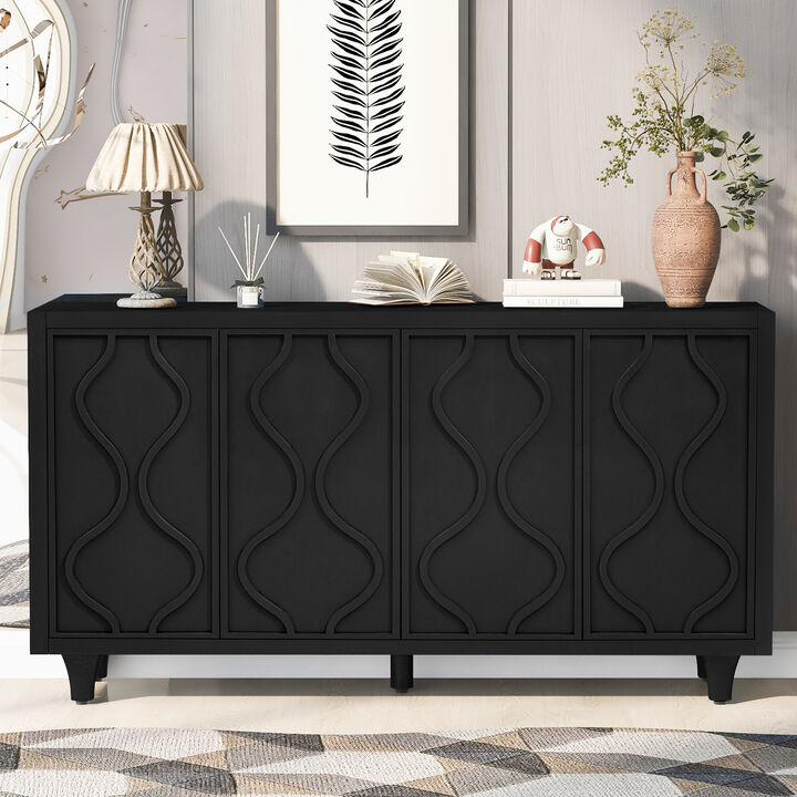 Merax Storage Cabinet Sideboard with Embossed Curved Doors