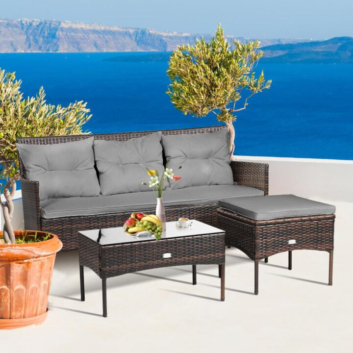 Hivvago 3 Pieces Patio Furniture Sectional Set with 5 Cozy Cushions