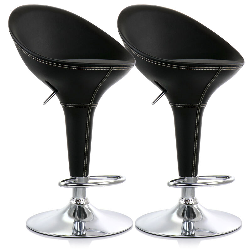 Elama 2 Piece Adjustable Plastic Bar Stool in Black with Chrome Base