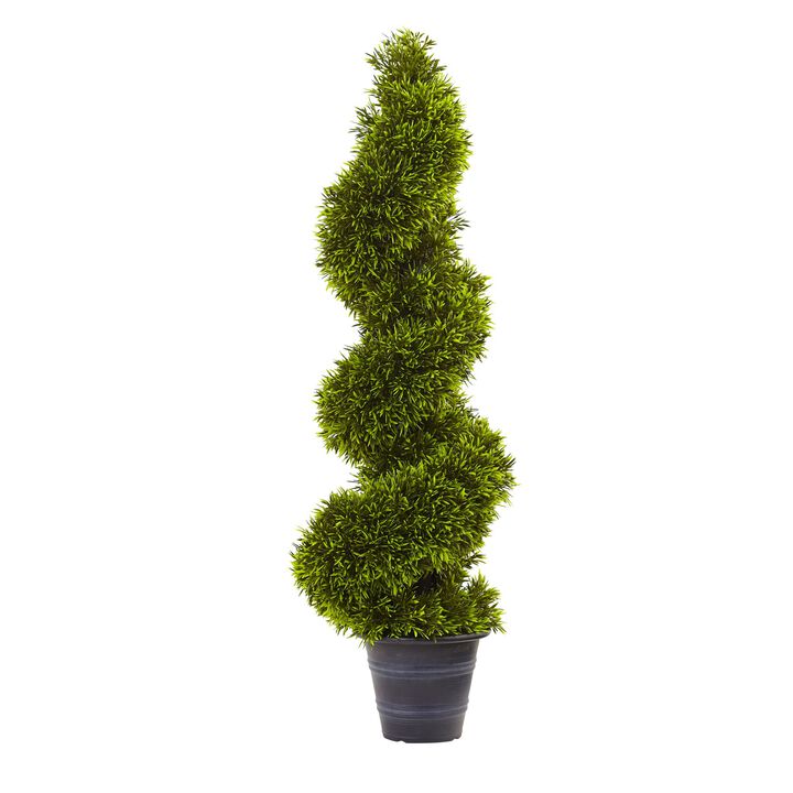 Hivvago 3' Grass Spiral Topiary w/Deco Planter